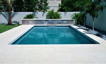Clean watered view of a designed, fancy pool