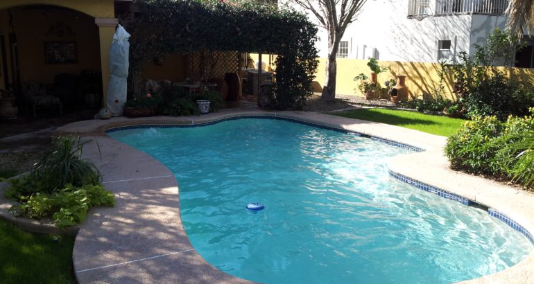 Side view of a designed pool, small pool